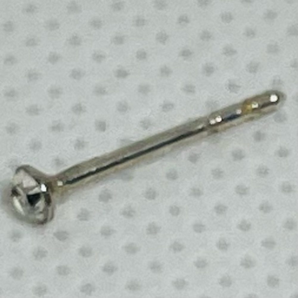 🔥SALE set (2) sterling silver stainless steel diamond CZ nose studs piercing - Picture 3 of 15